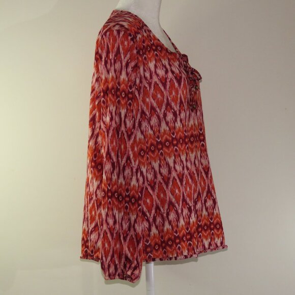 Faded Glory Multi-Color Long Sleeve Pullover Top & Front Tie Size XL 16-18 C1128 - Picture 2 of 7